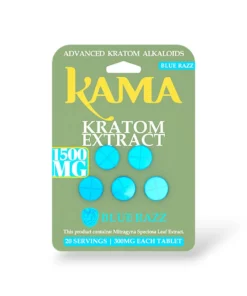 Kama Kratom Extract Chewable Tablets Blue Razz 300mg
